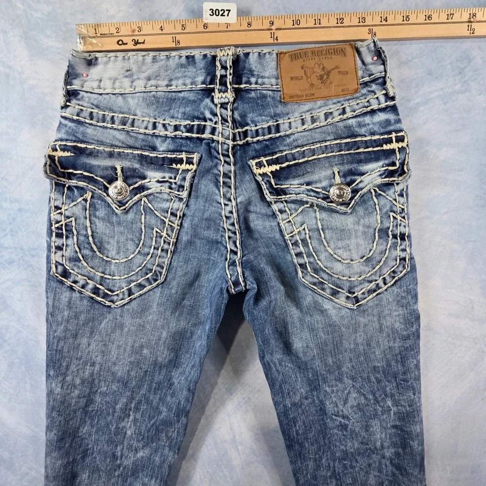 True Religion Section Slim Super T Stitch Blue Denim Jeans Mens 28 Medium Wash
